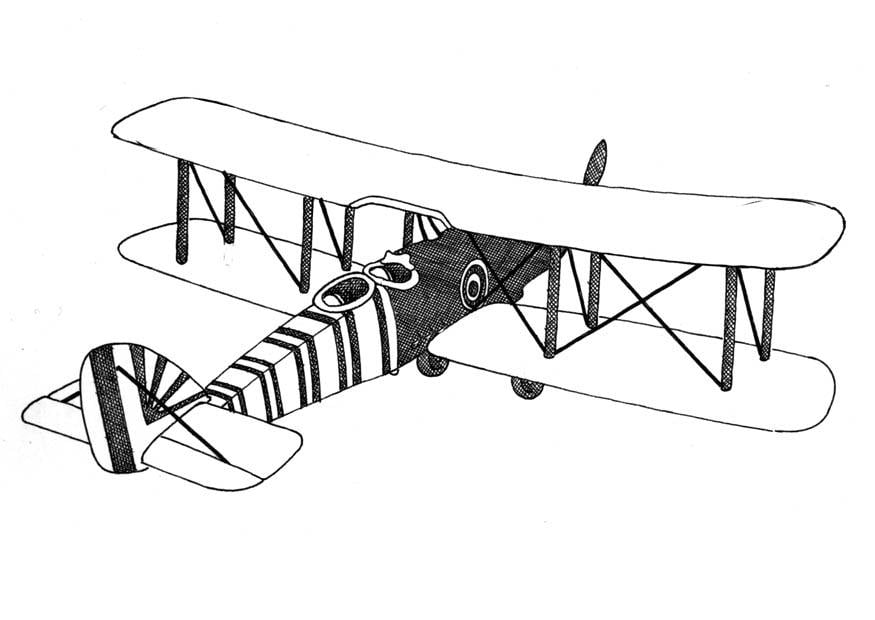 Imagem de Biplano - Desenho de Avião para Colorir e Imprimir