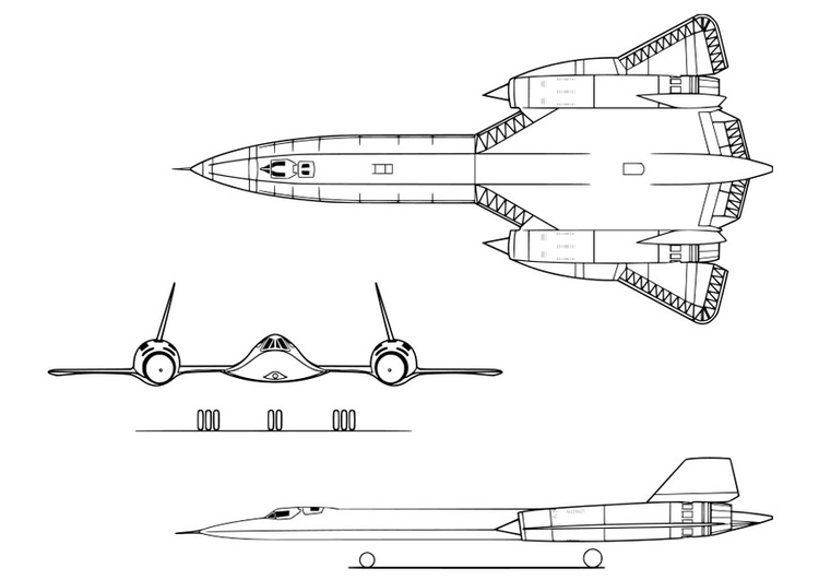 Página para colorir aviÃ£o - Lockheed SR-71A