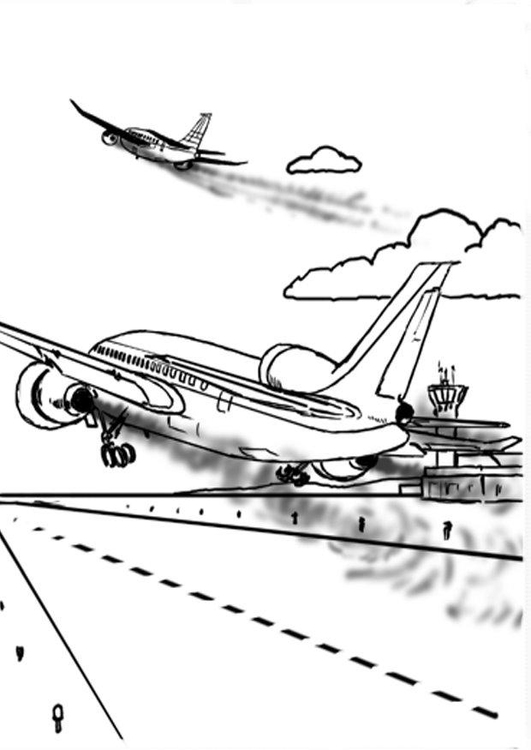 Página para colorir aviÃ£o - poluiÃ§Ã£o