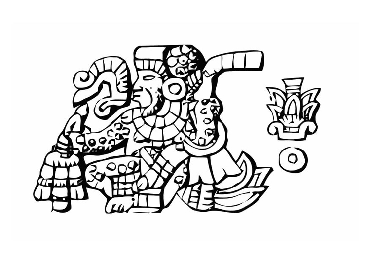 Página para colorir aztecas - tumba 