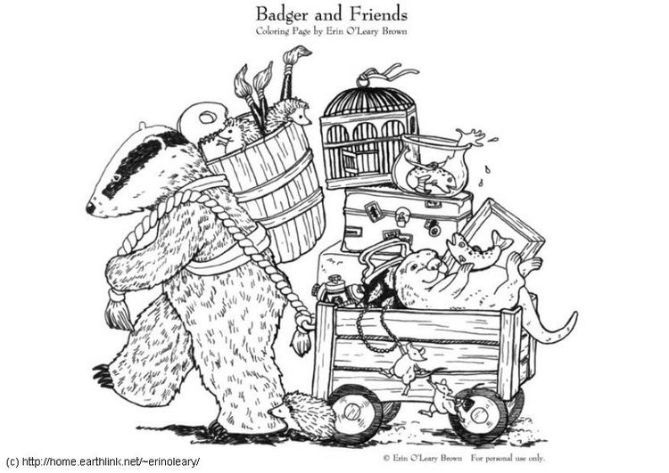 Página para colorir Badger e seus amigos