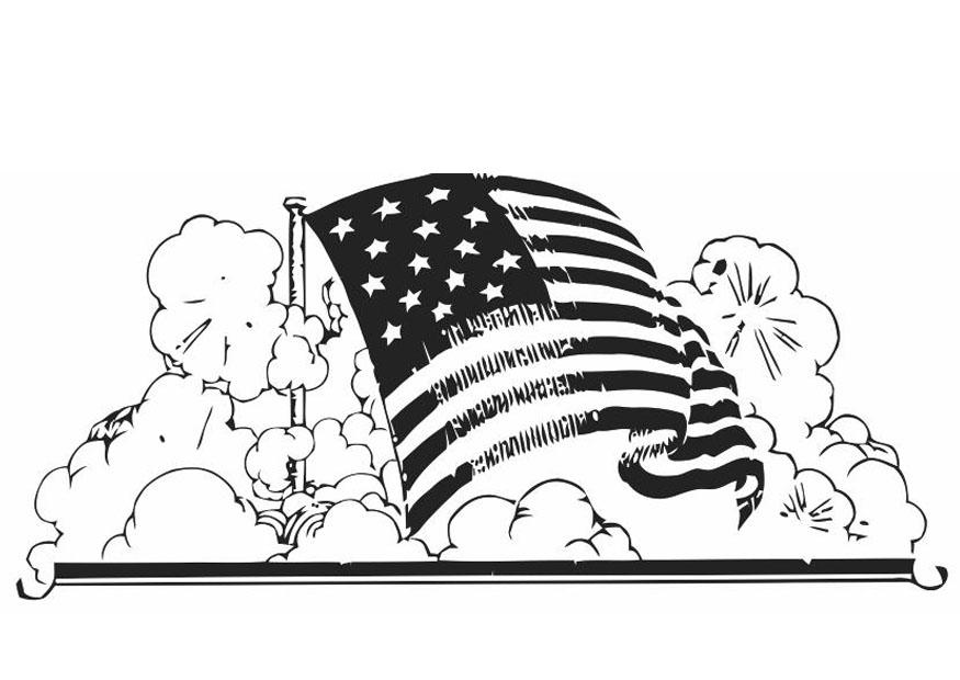 Página para colorir bandeira americana 