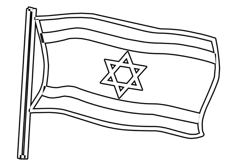 Página para colorir bandeira de Israel 