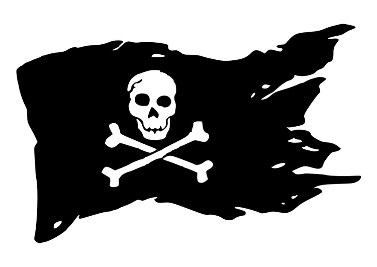 Página para colorir bandeira pirata