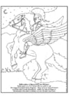 Página para colorir Bellerephon e Pegasus