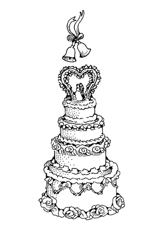 Página para colorir bolo de casamento
