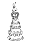 Página para colorir bolo de casamento