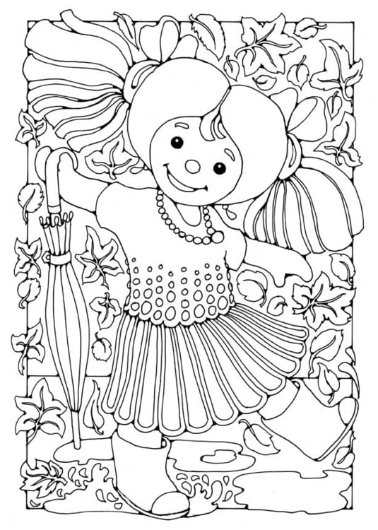 Página para colorir boneca - menina