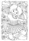 Página para colorir boneca - menina