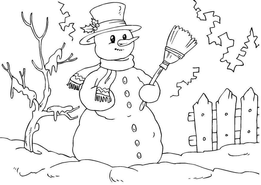 Página para colorir boneco de neve