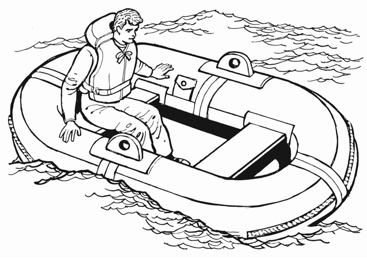 Página para colorir bote salva-vidas 