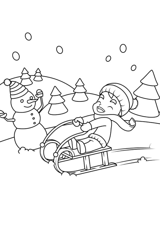 Página para colorir brincando na neve