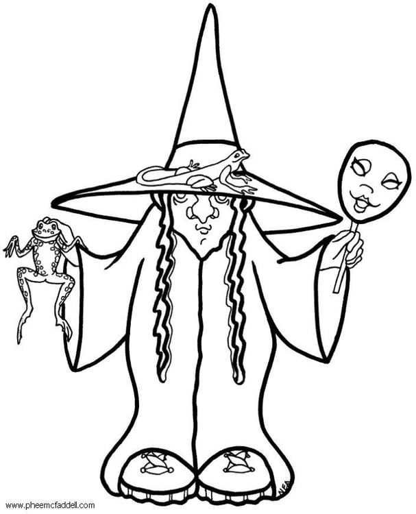 Página para colorir bruxa de halloween