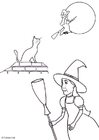 Página para colorir bruxa de Halloween