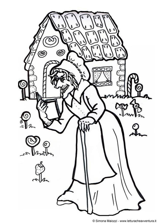 Página para colorir bruxa - JoÃ£o e Maria 