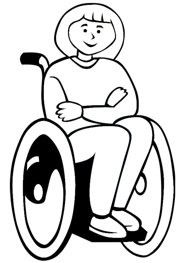 Página para colorir cadeira de rodas 