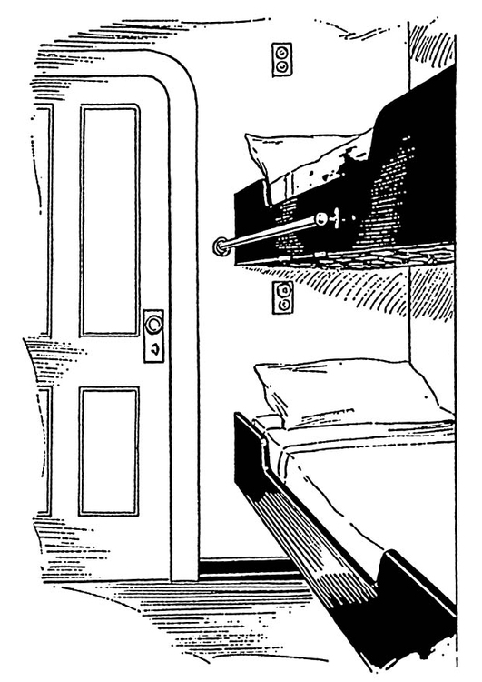 Página para colorir camas - cabine no navio 