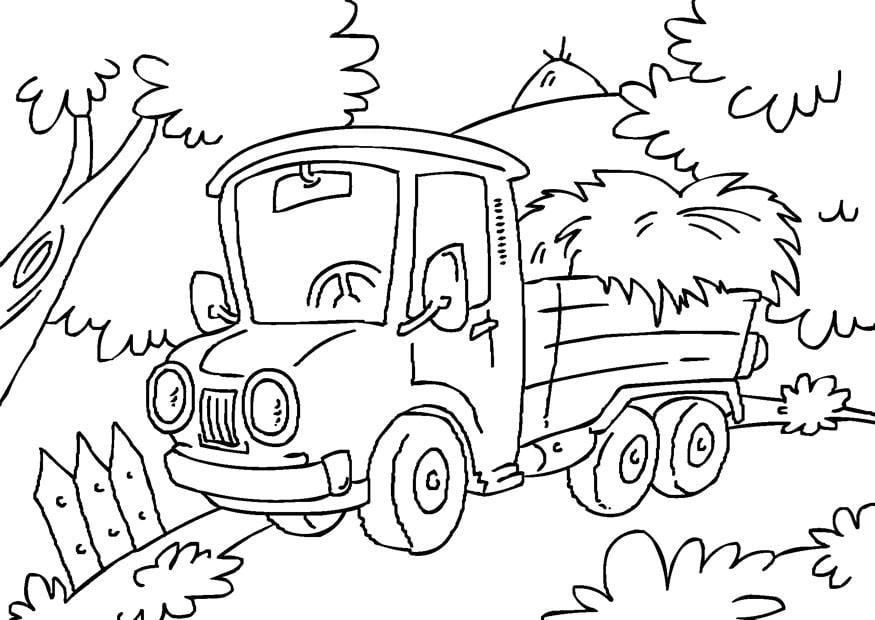 Desenhos para colorir de desenho de um caminhão de transporte para colorir  