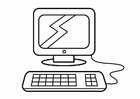 Página para colorir canto do computador e da pesquisa