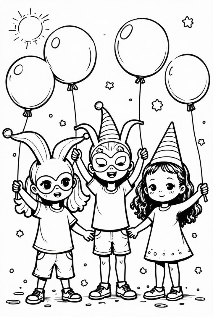 Página para colorir carnaval com balÃµes