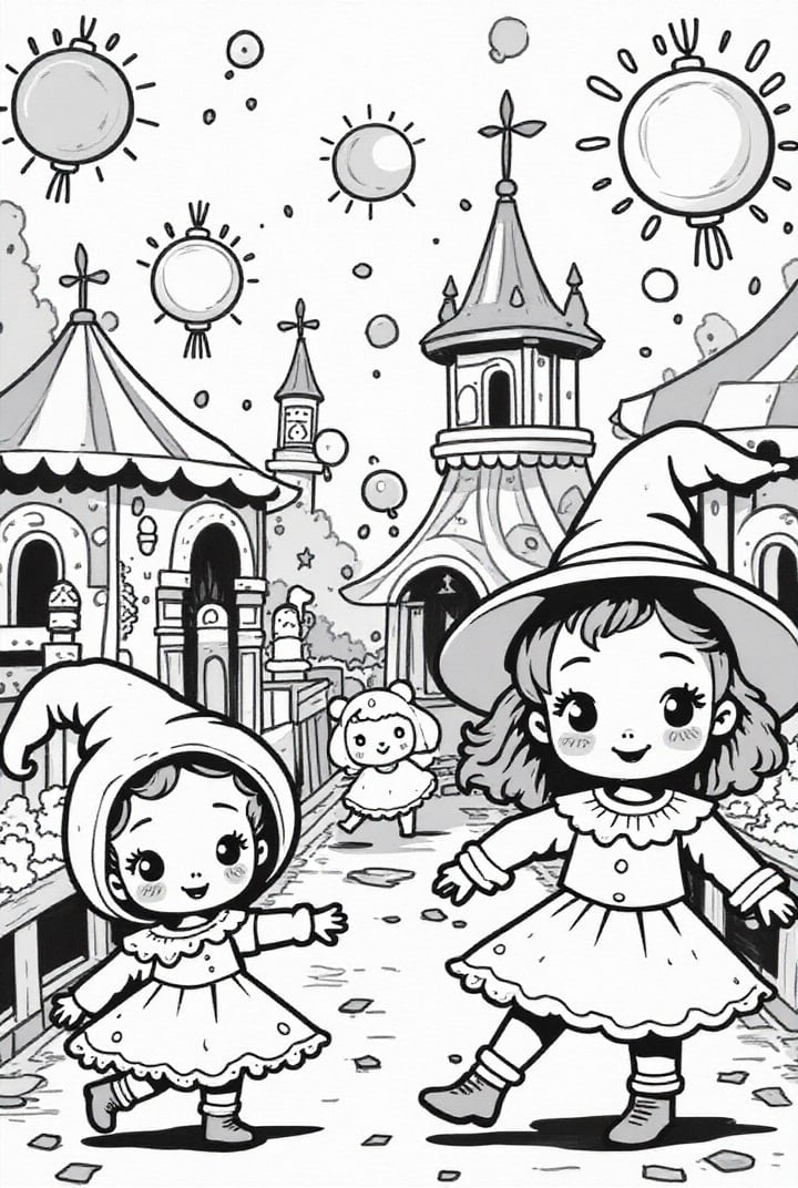Página para colorir carnaval no paÃ­s das maravilhas