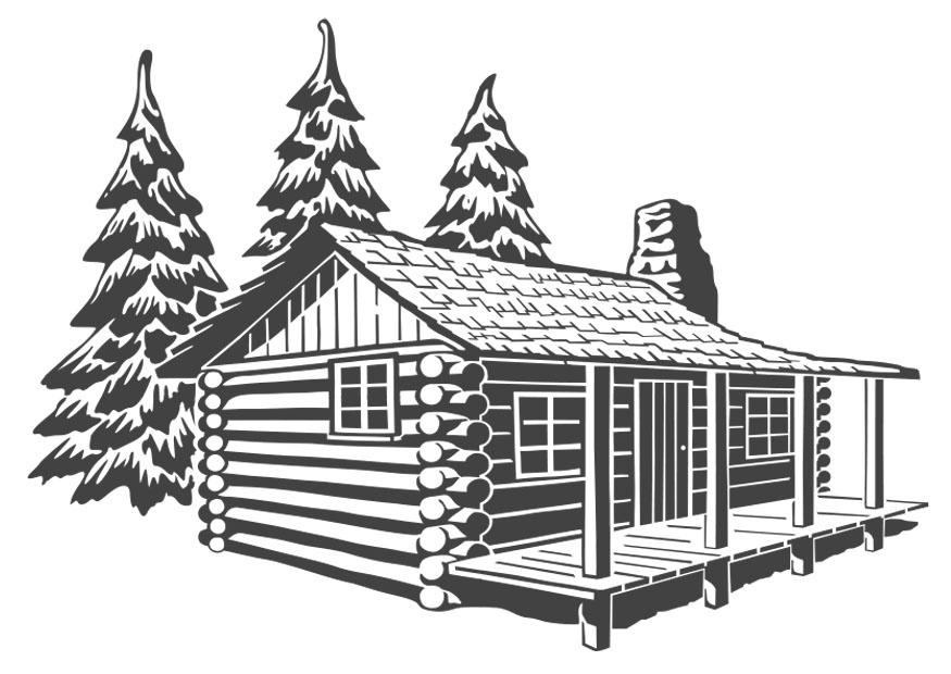 Página para colorir casa de madeira