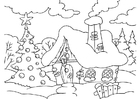P�ginas para colorir casa em paisagem de Natal