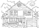 Página para colorir casa - exterior