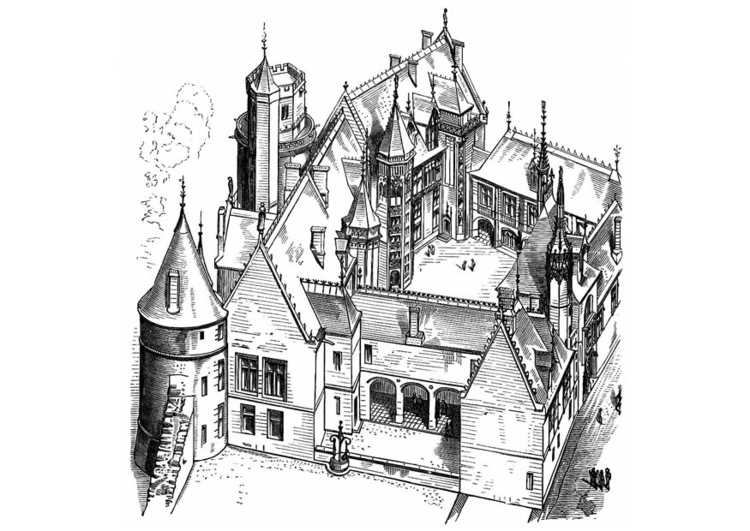 Página para colorir casa na FranÃ§a - Bourges 1443