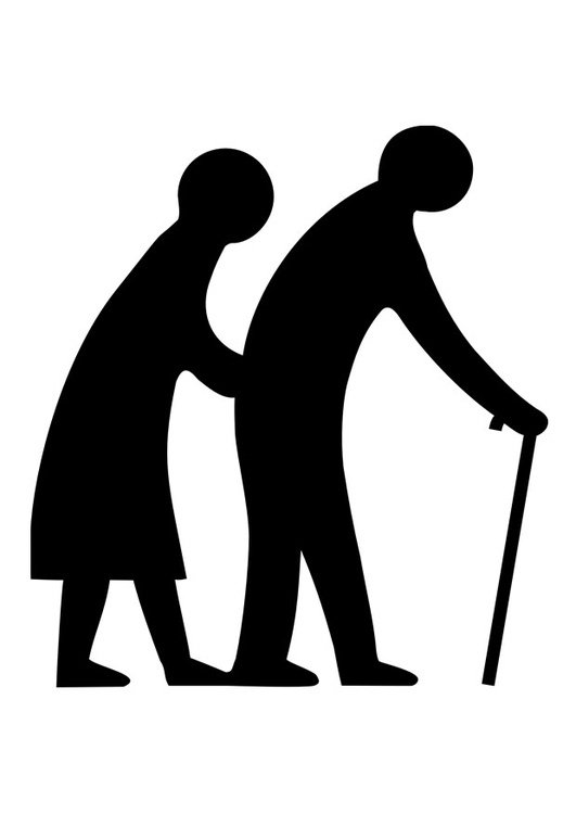 Página para colorir casal anciÃ£o 