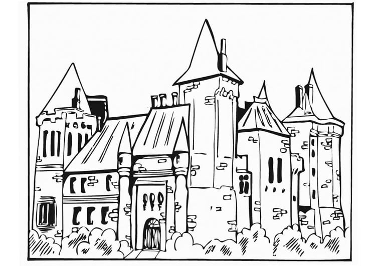 Página para colorir castelo 