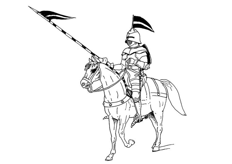 Página para colorir cavaleiro a cavalo