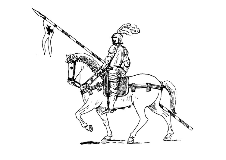 Desenhos para colorir de desenho para colorir de um cavaleiro no seu cavalo  