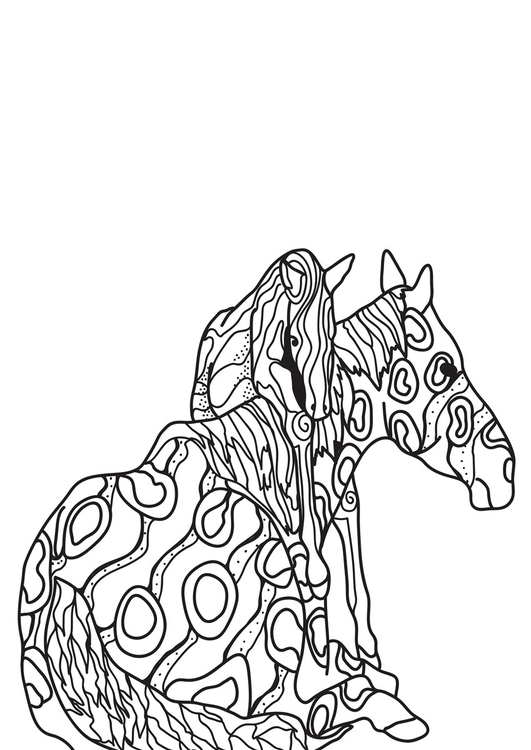 Página para colorir cavalo com potro
