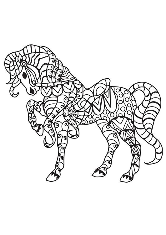 Página para colorir cavalo com sela