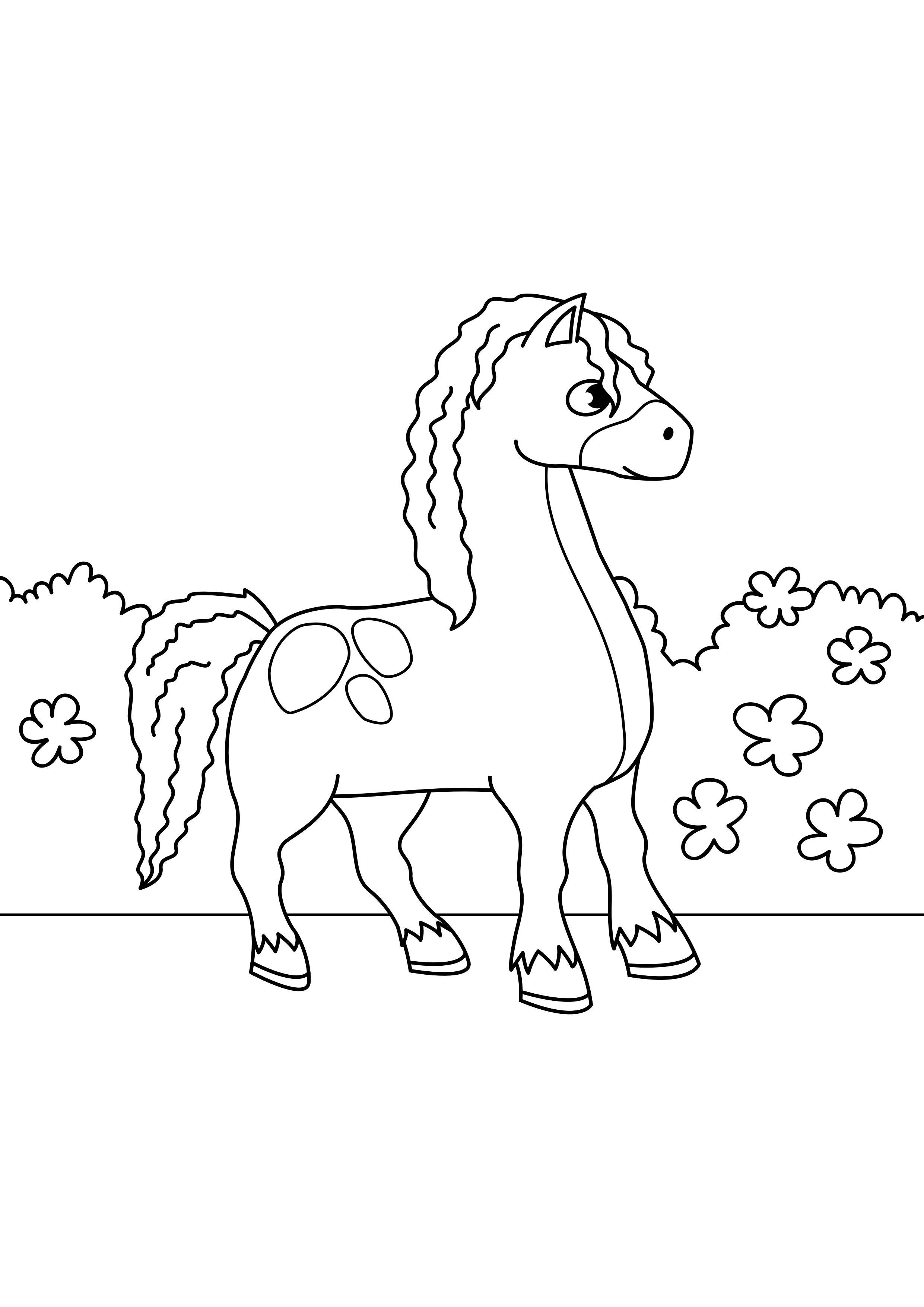 Um desenho de um cavalo com fundo preto e as palavras cavalo na frente.