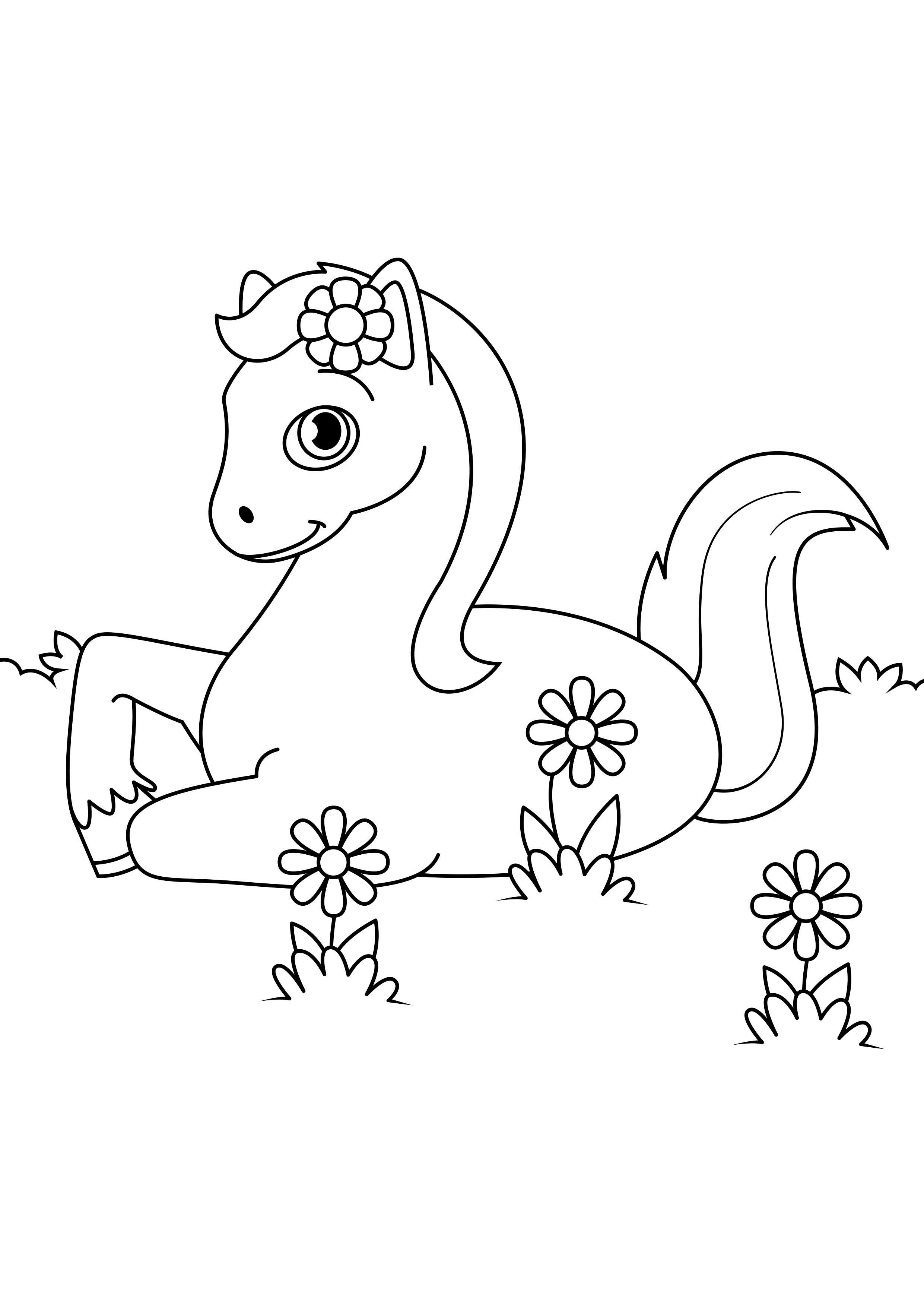 Coloring page - Cavalo no prado