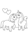Página para colorir cavalos apaixonados