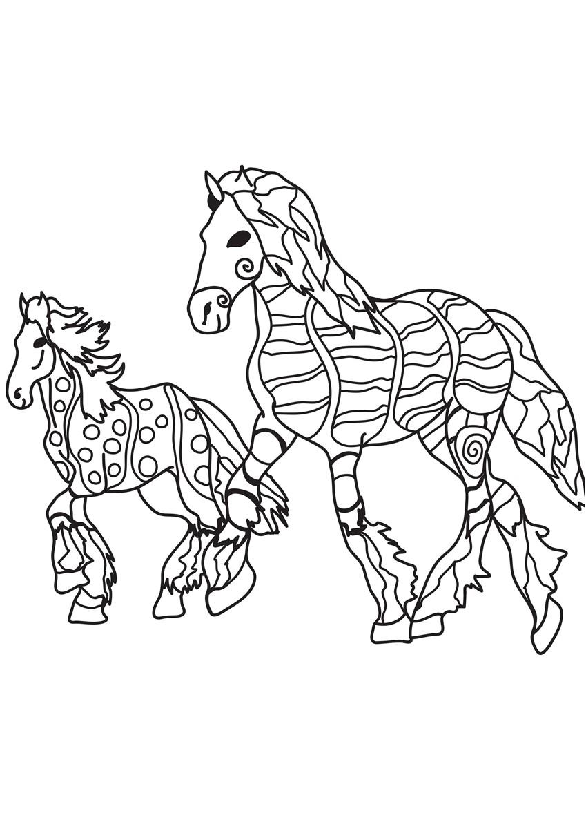 Desenhos para colorir grátis de cavalos selvagens para crianças