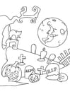Página para colorir cemitÃ©rio de halloween