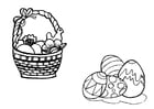 Página para colorir cesta e ovos de PÃ¡scoa 