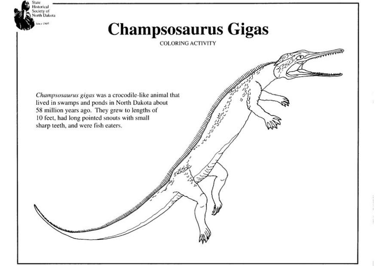 Página para colorir champosauro