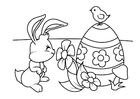 P�ginas para colorir Coelhinho da Páscoa com ovo e pintinho da Páscoa