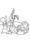 P�ginas para colorir Coelhinho da Páscoa com ovos de Páscoa