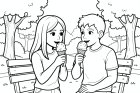 comendo sorvete no parque