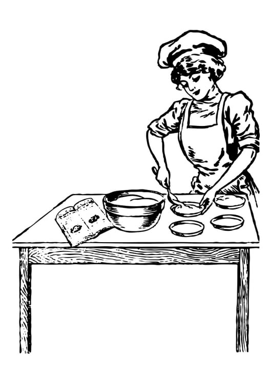 Página para colorir cozinheira 