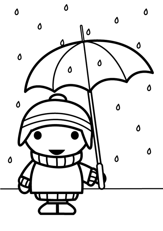 Página para colorir crianÃ§a com guarda chuva