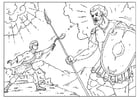 Página para colorir Davi e Golias