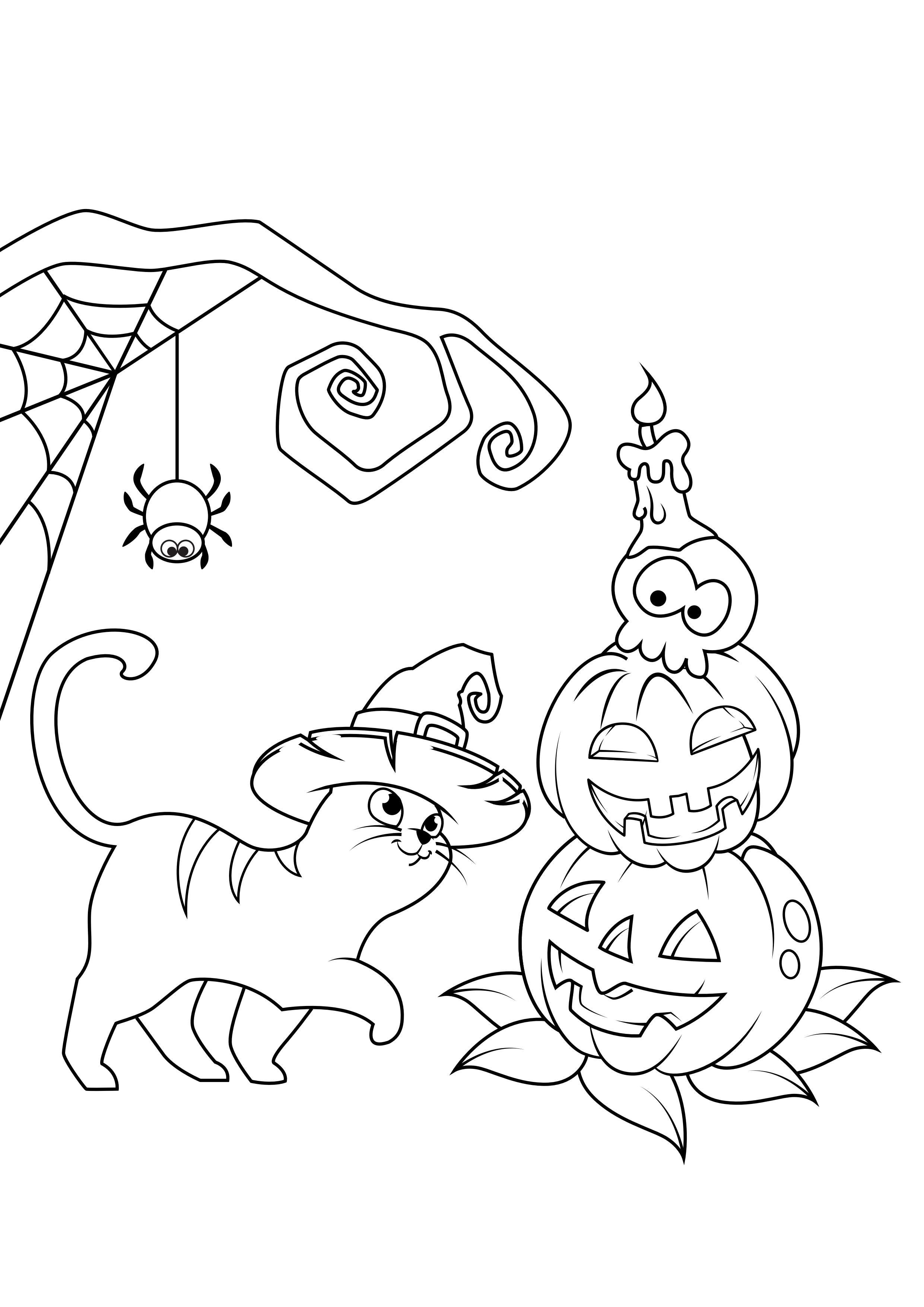 FREE! - Gatos de Halloween para Colorir – Dia das Bruxas