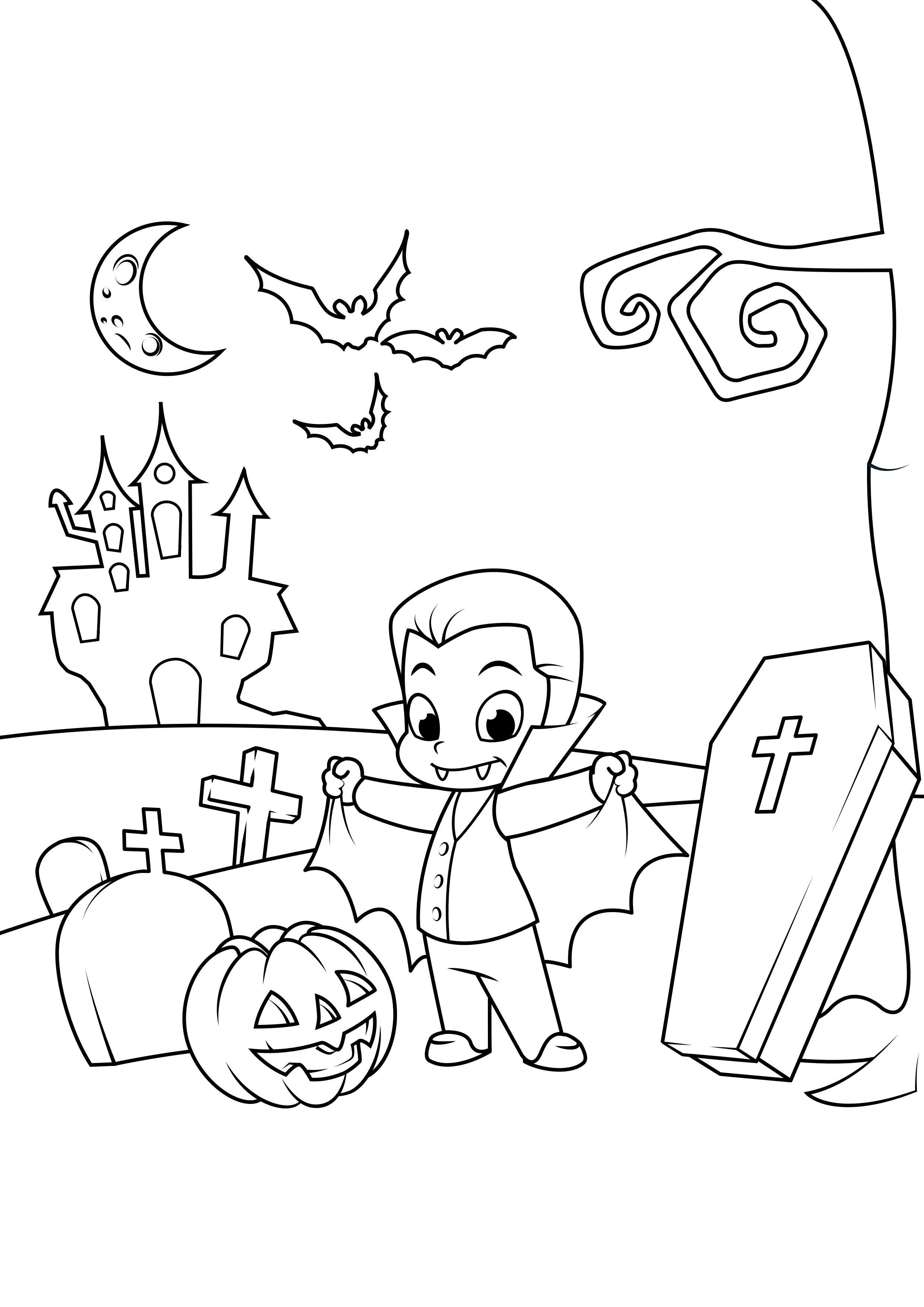 Desenho de Vampiro para Pintar - Imagens para Colorir do Halloween -  Actividades dia das bruxas - Brinquedos de Papel